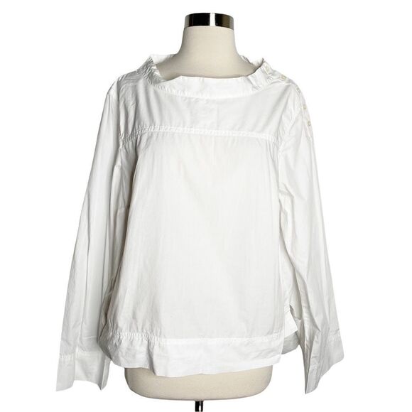 J. Crew Factory Womens White Pullover Top Size 14 Long Sleeve - Picture 1 of 10